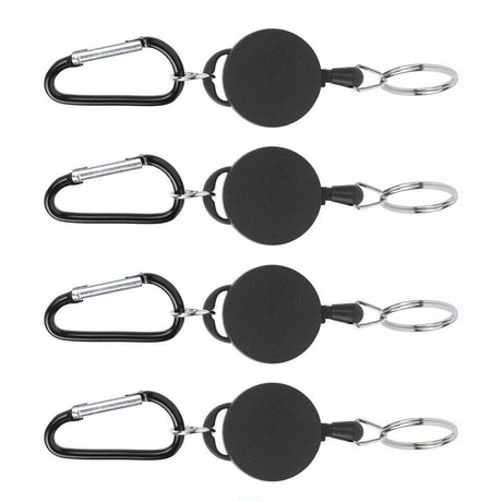 4pcs Telescopic Keychain Anti Theft Creative Retractable Key Ring Nylon Rope