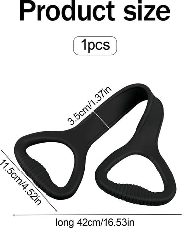 Black Resistance Band with Handles, Upgraded Silicone Exercise Bands for Shoulder Stretching, Yoga, Pilates, Arm, Back, Leg Workouts at Gym or Home, Compact, Stylish Design for Men and Women