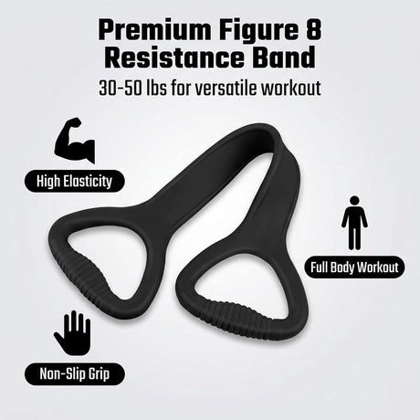 Black Resistance Band with Handles, Upgraded Silicone Exercise Bands for Shoulder Stretching, Yoga, Pilates, Arm, Back, Leg Workouts at Gym or Home, Compact, Stylish Design for Men and Women
