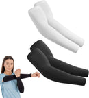 2 Pairs Arm Sleeves - UV Sun Protection Compression Sleeves for Men & Women,Travel, Outdoor, Sports Non-Slip Cooling Arm Covers(Black White)