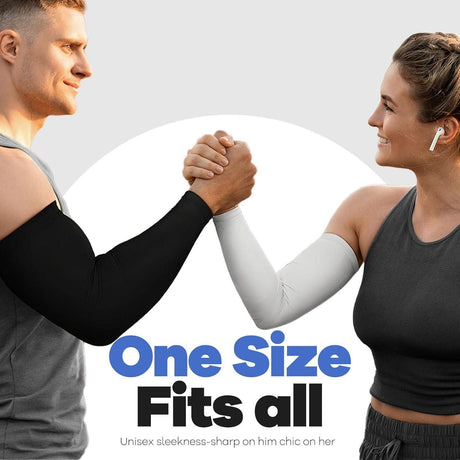 2 Pairs Arm Sleeves - UV Sun Protection Compression Sleeves for Men & Women,Travel, Outdoor, Sports Non-Slip Cooling Arm Covers(Black White)