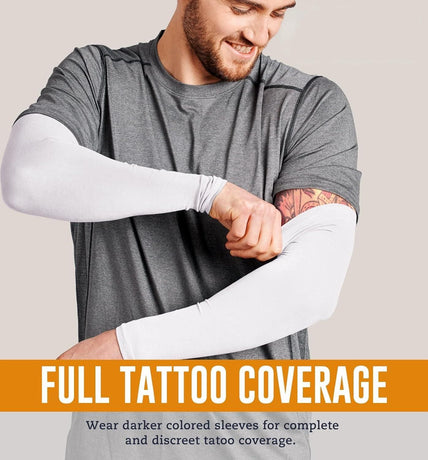 2 Pairs Arm Sleeves - UV Sun Protection Compression Sleeves for Men & Women,Travel, Outdoor, Sports Non-Slip Cooling Arm Covers(Black White)