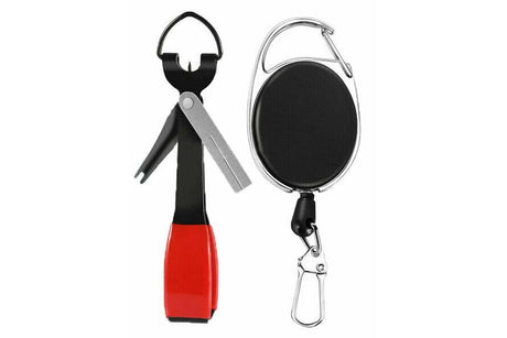 Fishing Knot Tying Tool Fast Line Clippers Tie Tippet Cutter Nipper - Red and Black