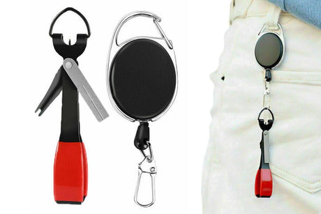 Fishing Knot Tying Tool Fast Line Clippers Tie Tippet Cutter Nipper - Red and Black
