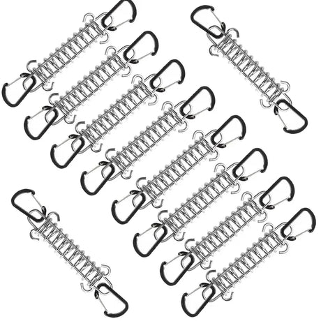 10Pcs Tent Wind Rope Spring Buckle Tent Tensioner Camping Deck Pegs Carabiner Clips Awning Tightener Fixed Hook