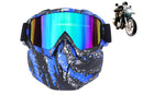 Outdoor Sport Goggles Ski Snowmobile Face Mask with Sun Glasses - Blue and Black