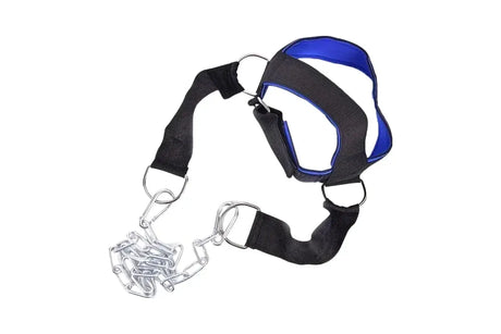 Head Neck Training Harness Exercise Cervical Spine Strap Adjustable Gym Fitness Weight Bearing Device - Blue