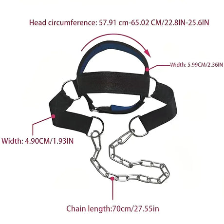 Head Neck Training Harness Exercise Cervical Spine Strap Adjustable Gym Fitness Weight Bearing Device - Blue