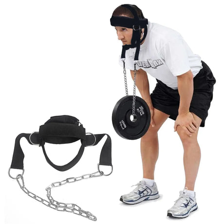 Head Neck Trainer Adjustable Neck Exerciser Head Harness Weight Lifting Belt Training Belt For Fitness Injury Recovery - Black