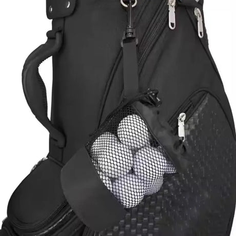 Mesh nylon drawstring golf bag holds 16 golf balls suitable for family outings single-sided drawstring pocket - Black