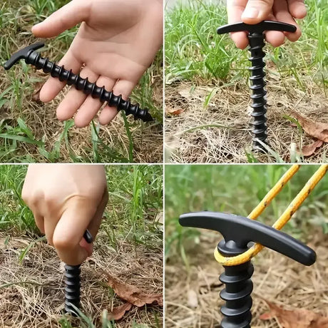 Outdoor Camping Screw Stakes For Camping Hiking Tent 10pcs - 10 Pcs Blacks