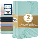 2000TC Hotel Quality Fitted Sheets - 2 Piece Fitted Sheets  -Breathable Bedding - Wrinkle, Fade, Stain Resistant- 16inch/40cm Deep Pocket Fitted Bed Sheets-Wrinkle and Fade Resistant,(Ice blue,King)