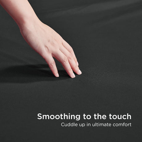 2000TC Hotel Quality Fitted Sheets - 2 Piece Fitted Sheets  -Breathable Bedding - Wrinkle, Fade, Stain Resistant- 16inch/40cm Deep Pocket Fitted Bed Sheets-Wrinkle and Fade Resistant,(Black,King Single)