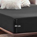 2000TC Hotel Quality Fitted Sheets - 2 Piece Fitted Sheets  -Breathable Bedding - Wrinkle, Fade, Stain Resistant- 16inch/40cm Deep Pocket Fitted Bed Sheets-Wrinkle and Fade Resistant,(Black,King Single)