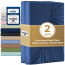 2000TC Hotel Quality Fitted Sheets - 2 Piece Fitted Sheets  -Breathable Bedding - Wrinkle, Fade, Stain Resistant- 16inch/40cm Deep Pocket Fitted Bed Sheets-Wrinkle and Fade Resistant,(Royal blue,King Single)
