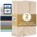 2000TC Hotel Quality Fitted Sheets - 2 Piece Fitted Sheets  -Breathable Bedding - Wrinkle, Fade, Stain Resistant- 16inch/40cm Deep Pocket Fitted Bed Sheets-Wrinkle and Fade Resistant,(Cream White,King Single)