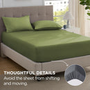2000TC Hotel Quality Fitted Sheets - 2 Piece Fitted Sheets  -Breathable Bedding - Wrinkle, Fade, Stain Resistant- 16inch/40cm Deep Pocket Fitted Bed Sheets-Wrinkle and Fade Resistant,(Olive green,Single)