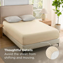 2000TC Hotel Quality Fitted Sheets - 2 Piece Fitted Sheets  -Breathable Bedding - Wrinkle, Fade, Stain Resistant- 16inch/40cm Deep Pocket Fitted Bed Sheets-Wrinkle and Fade Resistant,(Cream White,Single)