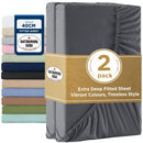 2000TC Hotel Quality Fitted Sheets - 2 Piece Fitted Sheets  -Breathable Bedding - Wrinkle, Fade, Stain Resistant- 16inch/40cm Deep Pocket Fitted Bed Sheets-Wrinkle and Fade Resistant,(Dark gray,Super King)