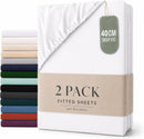 Hotel Quality Fitted sheets - 2 Piece Fitted sheets  -Breathable Bedding - Wrinkle, Fade, Stain Resistant- 26inch/40cm Deep Pocket Fitted Bed Sheet-Wrinkle and Fade Resistant,(White,Double)