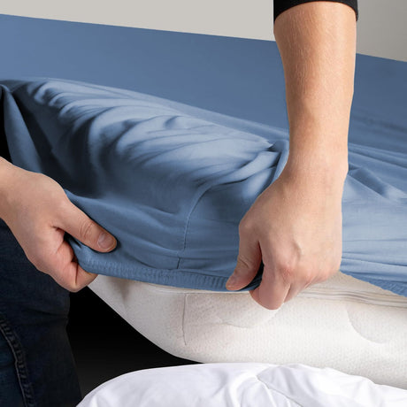 Hotel Quality Fitted sheets - 2 Piece Fitted sheets  -Breathable Bedding - Wrinkle, Fade, Stain Resistant- 26inch/40cm Deep Pocket Fitted Bed Sheet-Wrinkle and Fade Resistant,(Ocean,Double)