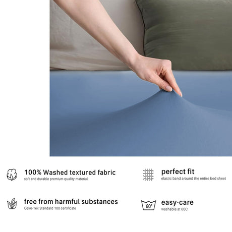 Hotel Quality Fitted sheets - 2 Piece Fitted sheets  -Breathable Bedding - Wrinkle, Fade, Stain Resistant- 26inch/40cm Deep Pocket Fitted Bed Sheet-Wrinkle and Fade Resistant,(Ocean,Double)