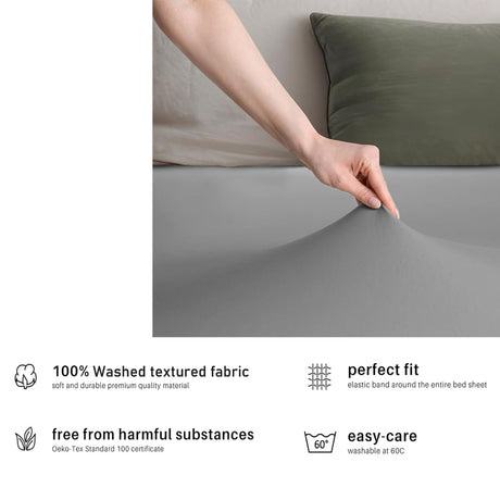 Hotel Quality Fitted sheets - 2 Piece Fitted sheets  -Breathable Bedding - Wrinkle, Fade, Stain Resistant- 26inch/40cm Deep Pocket Fitted Bed Sheet-Wrinkle and Fade Resistant,(Grey,King)