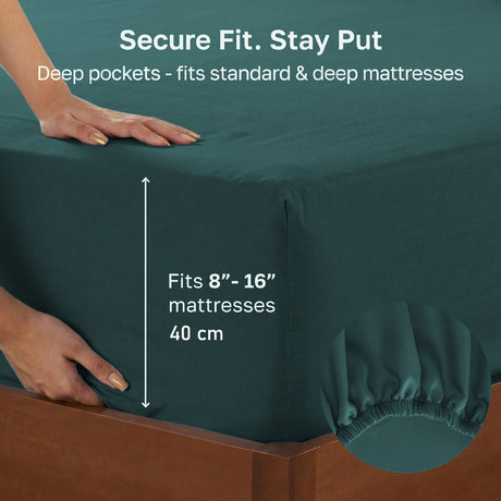Hotel Quality Fitted sheets - 2 Piece Fitted sheets  -Breathable Bedding - Wrinkle, Fade, Stain Resistant- 26inch/40cm Deep Pocket Fitted Bed Sheet-Wrinkle and Fade Resistant,(Biscay blue,King)