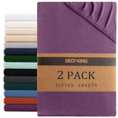 Hotel Quality Fitted sheets - 2 Piece Fitted sheets  -Breathable Bedding - Wrinkle, Fade, Stain Resistant- 26inch/40cm Deep Pocket Fitted Bed Sheet-Wrinkle and Fade Resistant,(Purple,King Single)