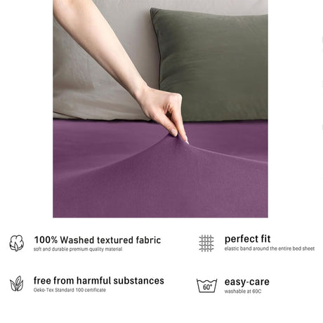 Hotel Quality Fitted sheets - 2 Piece Fitted sheets  -Breathable Bedding - Wrinkle, Fade, Stain Resistant- 26inch/40cm Deep Pocket Fitted Bed Sheet-Wrinkle and Fade Resistant,(Purple,King Single)