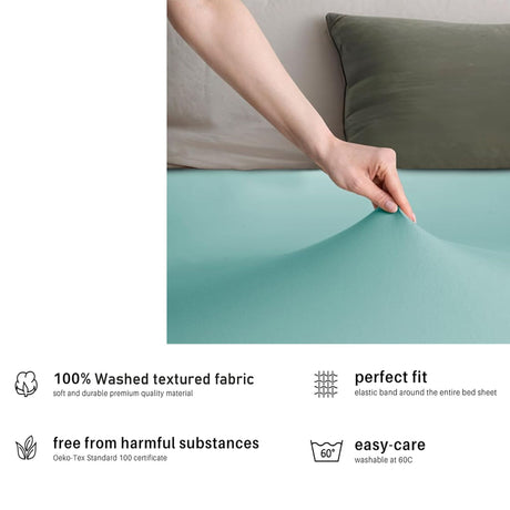 Hotel Quality Fitted sheets - 2 Piece Fitted sheets  -Breathable Bedding - Wrinkle, Fade, Stain Resistant- 26inch/40cm Deep Pocket Fitted Bed Sheet-Wrinkle and Fade Resistant,(Ice blue,Queen)