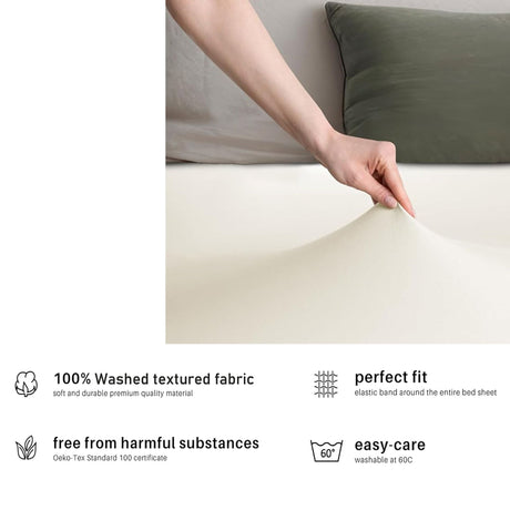 Hotel Quality Fitted sheets - 2 Piece Fitted sheets  -Breathable Bedding - Wrinkle, Fade, Stain Resistant- 26inch/40cm Deep Pocket Fitted Bed Sheet-Wrinkle and Fade Resistant,(Cream White,Queen)