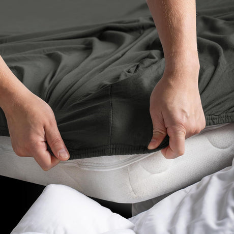 Hotel Quality Fitted sheets - 2 Piece Fitted sheets  -Breathable Bedding - Wrinkle, Fade, Stain Resistant- 26inch/40cm Deep Pocket Fitted Bed Sheet-Wrinkle and Fade Resistant,(Dark gray,Queen)