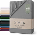 Hotel Quality Fitted sheets - 2 Piece Fitted sheets  -Breathable Bedding - Wrinkle, Fade, Stain Resistant- 26inch/40cm Deep Pocket Fitted Bed Sheet-Wrinkle and Fade Resistant,(Grey,Single)
