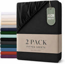 Hotel Quality Fitted sheets - 2 Piece Fitted sheets  -Breathable Bedding - Wrinkle, Fade, Stain Resistant- 26inch/40cm Deep Pocket Fitted Bed Sheet-Wrinkle and Fade Resistant,(Black,Super King)