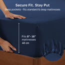 Hotel Quality Fitted sheets - 2 Piece Fitted sheets  -Breathable Bedding - Wrinkle, Fade, Stain Resistant- 26inch/40cm Deep Pocket Fitted Bed Sheet-Wrinkle and Fade Resistant,(Navy,Super King)