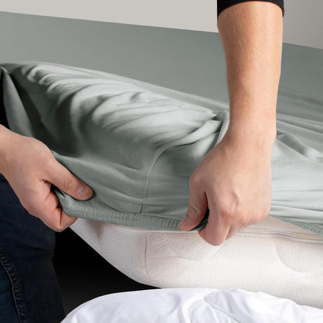 Hotel Quality Fitted sheets - 2 Piece Fitted sheets  -Breathable Bedding - Wrinkle, Fade, Stain Resistant- 26inch/40cm Deep Pocket Fitted Bed Sheet-Wrinkle and Fade Resistant,(Silver-gray,Super King)
