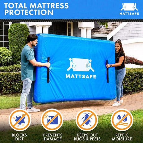 King Waterproof Mattress Bag Mattresses Protector Plastic Moving Storage Dust Cover Carry Bed Zipper Packing Reusable Disposal, Extra Thick Heavy Duty, with 8 Handles（King)