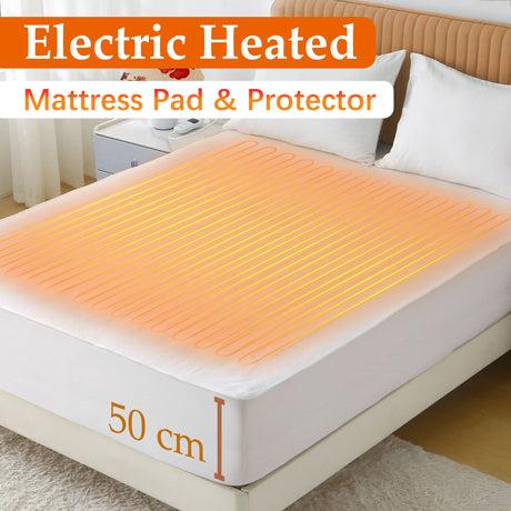 Heated Mattress Pad - Bedding Electric Blanket with 9 Heat Setting & 9-Hour Auto Off, Heated Mattress Pad-Machine Washable Fully Fitted Heating Pad with Overheat Protection , 800GSM Non Woven Fabric-fitted sheet cover(Queen)