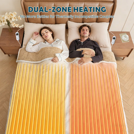 Electric Heated Mattress Pad Blanket with Dual Control & 9-Hour Auto Off & 9 Heat Settings, Preheat Functions, Overheat Protection, Machine Washable Fully Fitted Electric Sheet(King Single)