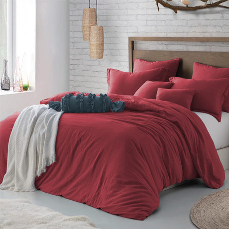 Hotel Soft Microfiber Duvet Cover Set-2000TC Quilt Cover Set & Pillowcases -1 Donna Cover Zipper Closure & 1 x Pillowcases-Breathable Bedding - Wrinkle, Fade, Stain Resistant(Red,Double)