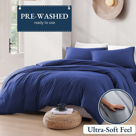Hotel Soft Microfiber Duvet Cover Set-2000TC Quilt Cover Set & Pillowcases -1 Donna Cover Zipper Closure & 1 x Pillowcases-Breathable Bedding - Wrinkle, Fade, Stain Resistant(Royal blue,Double)