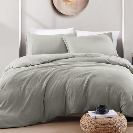 Hotel Soft Microfiber Duvet Cover Set-2000TC Quilt Cover Set & Pillowcases -1 Donna Cover Zipper Closure & 1 x Pillowcases-Breathable Bedding - Wrinkle, Fade, Stain Resistant(Grey,Double)