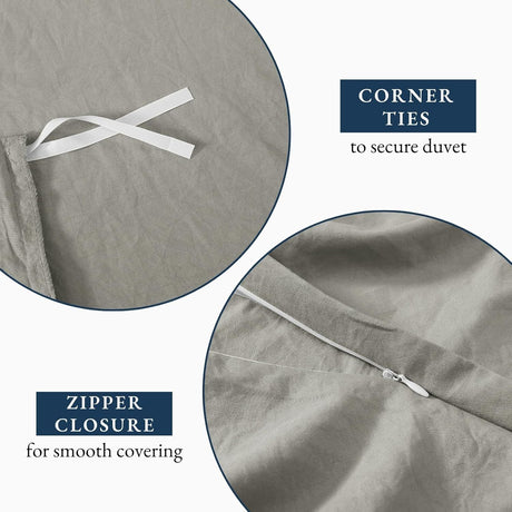Hotel Soft Microfiber Duvet Cover Set-2000TC Quilt Cover Set & Pillowcases -1 Donna Cover Zipper Closure & 1 x Pillowcases-Breathable Bedding - Wrinkle, Fade, Stain Resistant(Grey,Double)
