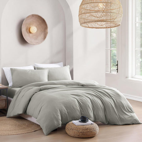Hotel Soft Microfiber Duvet Cover Set-2000TC Quilt Cover Set & Pillowcases -1 Donna Cover Zipper Closure & 1 x Pillowcases-Breathable Bedding - Wrinkle, Fade, Stain Resistant(Grey,Double)