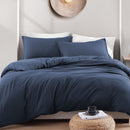 Hotel Soft Microfiber Duvet Cover Set-2000TC Quilt Cover Set & Pillowcases -1 Donna Cover Zipper Closure & 1 x Pillowcases-Breathable Bedding - Wrinkle, Fade, Stain Resistant(Navy,Double)