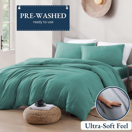 Hotel Soft Microfiber Duvet Cover Set-2000TC Quilt Cover Set & Pillowcases -1 Donna Cover Zipper Closure & 1 x Pillowcases-Breathable Bedding - Wrinkle, Fade, Stain Resistant(Biscay blue,Double)