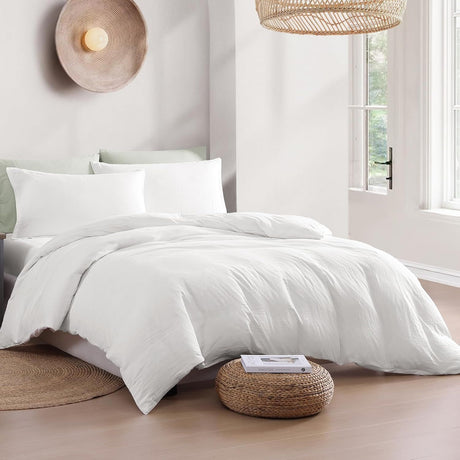 Hotel Soft Microfiber Duvet Cover Set-2000TC Quilt Cover Set & Pillowcases -1 Donna Cover Zipper Closure & 1 x Pillowcases-Breathable Bedding - Wrinkle, Fade, Stain Resistant(White,King)
