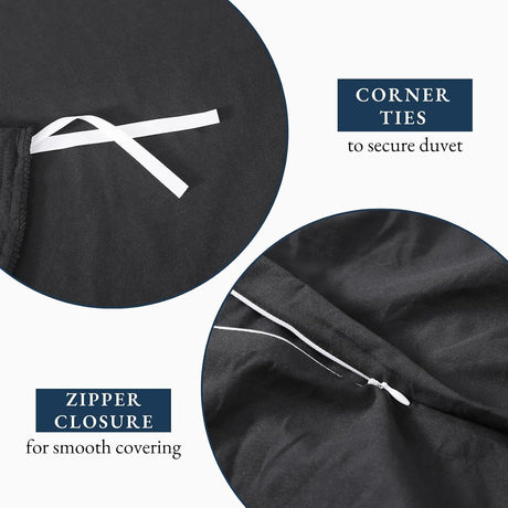 Hotel Soft Microfiber Duvet Cover Set-2000TC Quilt Cover Set & Pillowcases -1 Donna Cover Zipper Closure & 1 x Pillowcases-Breathable Bedding - Wrinkle, Fade, Stain Resistant(Black,King)