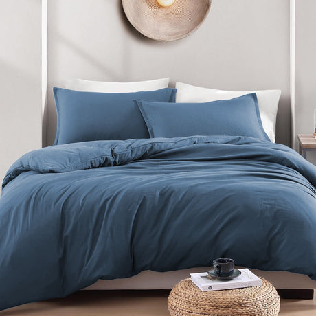 Hotel Soft Microfiber Duvet Cover Set-2000TC Quilt Cover Set & Pillowcases -1 Donna Cover Zipper Closure & 1 x Pillowcases-Breathable Bedding - Wrinkle, Fade, Stain Resistant(Ocean,King)